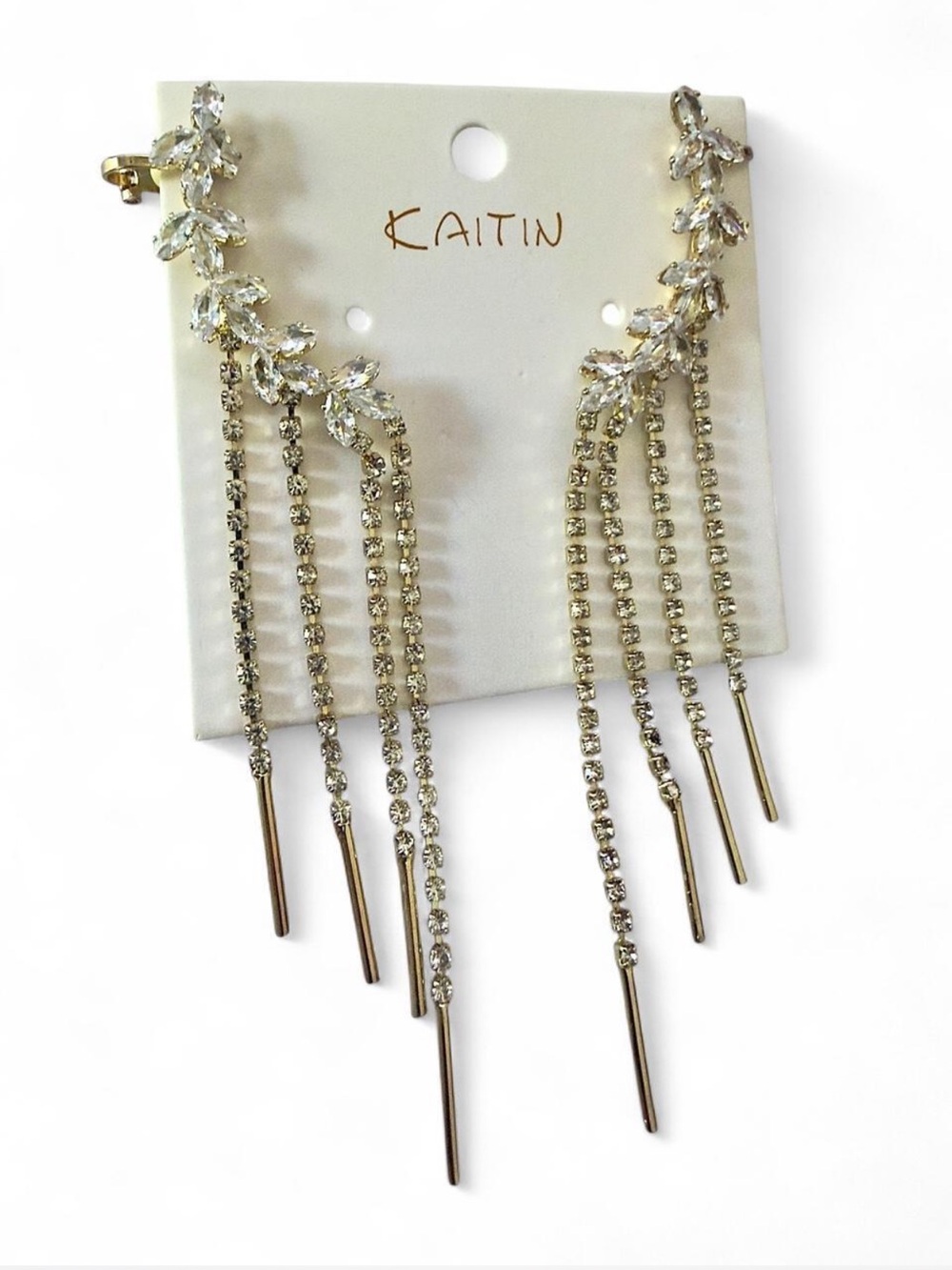 Kaitin Gold Climbing Crystal Fringe Earrings
